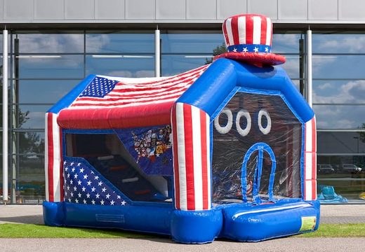 Mini inflatable overdekt shooting fun combo springkussen bestellen in thema usa amerika schieten eagle voor kinderen