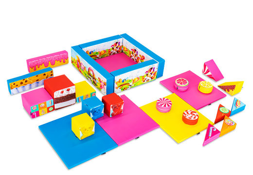 Set Softplay XL a tema caramelle con blocchi colorati per giocare