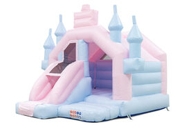 Acquista il castello gonfiabile Slide Combo nei colori pastello rosa azzurro per bambini. Ordina i gonfiabili online su JB Gonfiabili Italia