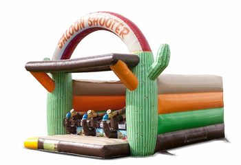 Koop Schiettent Western springkussen met kanon spel voor kinderen. Bestel springkussens online bij JB Inflatables Nederland