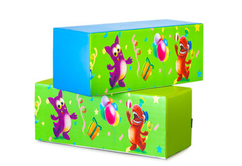 Softplay tripple playblock in het thema Party te koop bij JB Inflatables Nederland. Bestel nu online de Softplay tripple playblock Party bij JB Inflatables Nederland
