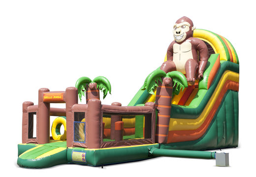 Scivolo gonfiabile unico a tema gorilla con piscina per bambini, impressionante oggetto 3D, colori freschi e gli ostacoli 3D per i bambini. Ordina ora gli scivoli gonfiabili online su JB Gonfiabili Italia