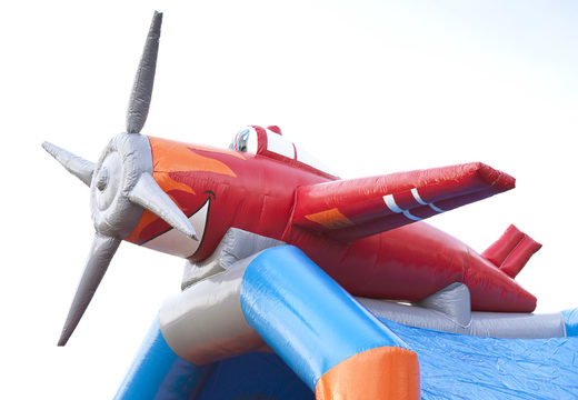 Acquistare un multigioco gonfiabile per bambini con tetto ostacoli e scivolo con il tema aereo