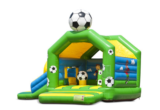 Acquistare un multigioco gonfiabile per bambini con tetto ostacoli e scivolo con il tema calcio