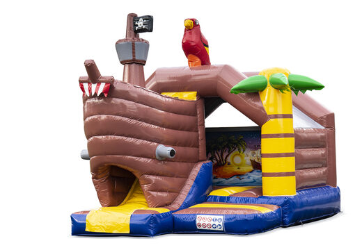 Castello gonfiabile combinato con scivolo gonfiabile a tema pirata in vendita su JB Gonfiabili Italia. Ordina castelli gonfiabili con scivolo per bambini