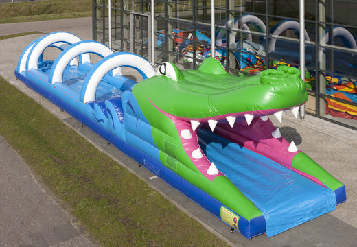 Spettacolare scivolo gonfiabile a forma di coccodrillo lungo 18 metri per bambini. Comprare ora gli scivoli gonfiabili per il ventre online su JB Gonfiabili Italia