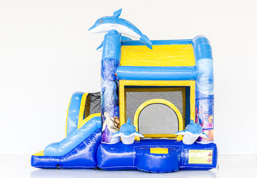 Ordina Jumpy extra divertente castello gonfiabile delfino a tema delfino con uno scivolo per bambini. Acquista castelli gonfiabili online su JB Gonfiabili Italia
