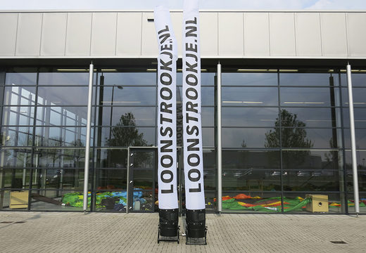 Gli skytube personalizzati Loonslipje.nl in colore base con logo sono perfetti per vari eventi. Ordina pupazzi gonfiabili su misura su JB Gonfiabili Italia