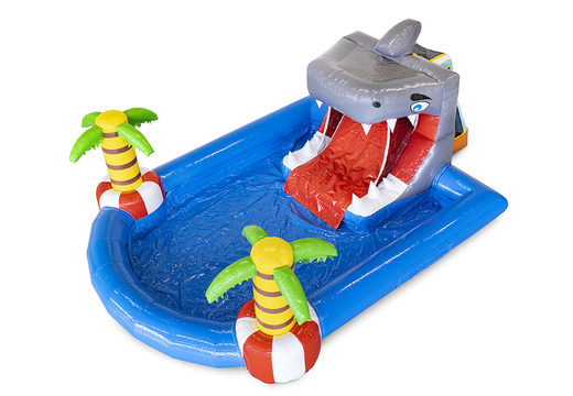 Acquistare un gioco gonfiabile con scivolo e piscina con il tema squalo