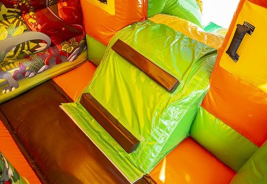 Mini castello gonfiabile multifun per uso commerciale con scivolo verde e arancione in vendita su JB Gonfiabili Italia online