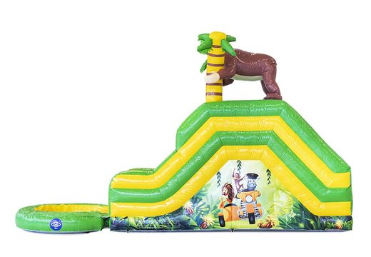 Acquista un castello gonfiabile con scivolo d'acqua a tema giungla con un oggetto 3D di un gorilla da JB Gonfiabili Italia. Ordina i castelli gonfiabili online su JB Gonfiabili Italia