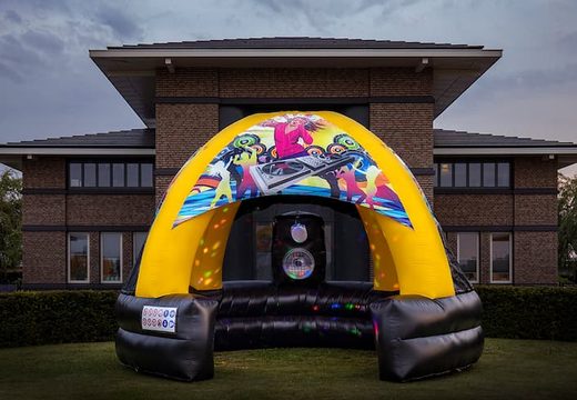 Mega opblaasbaar overdekt bubble springkussen met schuim bestellen in thema disco dome xl voor kinderen