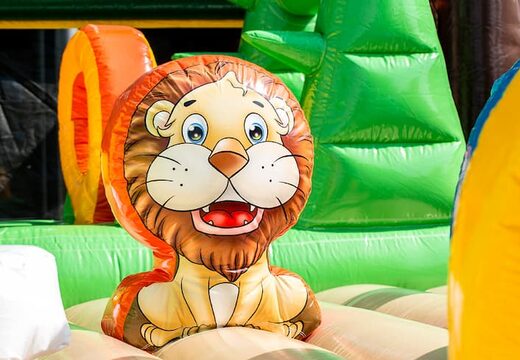 Acquistare un parco gioco gonfiabile completo con ostacoli e scivolo con il tema giungla
