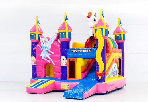 Gonfiabili multiattività Fairy Wonderland con scivolo e oggetti divertenti sulla superficie di salto per i bambini. Acquista giochi gonfiabili scivolo online su JB Gonfiabili Italia