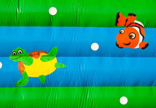 Ordina saltarelli gonfiabili medio tartarughe uniche con un oggetto 3D in cima per i bambini. Acquista castello gonfiabile medio online su JB Gonfiabili Italia
