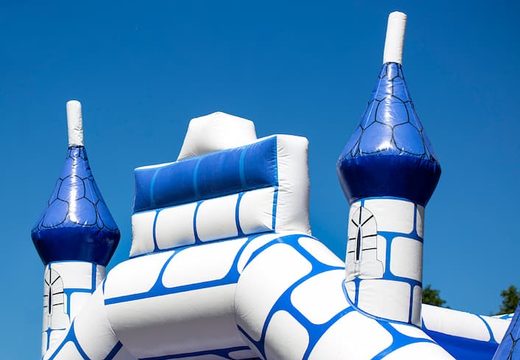 Ordina i saltarelli gonfiabili medio blu del castello con un tema del cavaliere per i bambini. Acquista sdraiette online su JB Gonfiabili Italia