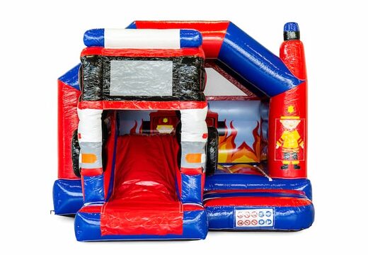 Acquista il castello gonfiabile per bambini a tema pompiere con scivolo gonfiabile in colore rosso e blu. Ordina ora i castelli gonfiabili con scivolo su JB Gonfiabili Italia