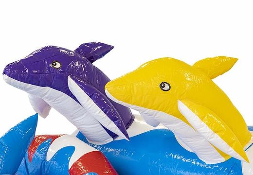 Ordina la sdraietta gonfiabile a tema delfino gonfiabile in blu per bambini