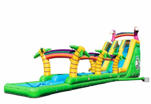 Ordina il castello gonfiabile Drop & Slide Jungle con doppio scivolo per bambini. Acquista castelli gonfiabili online su JB Gonfiabili Italia