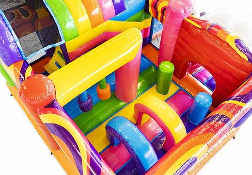 Acquista castello gonfiabile gonfiabile con scivolo a tema hippie con tanti colori per bambini