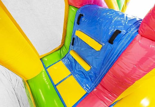 Acquista cuscino d'aria gonfiabile con scivolo in colori allegri e tema hawaii per bambini
