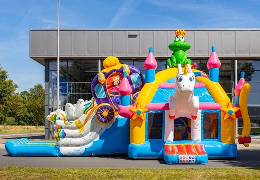 Castello gonfiabile multigiocatore super gonfiabile in stile unicorno con tanti colori in vendita per bambini