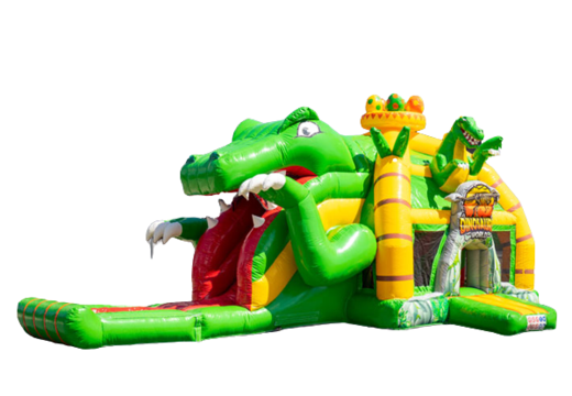 Acquista cuscino d'aria gonfiabile multigiocatore con scivolo in tema dinosauro giallo verde