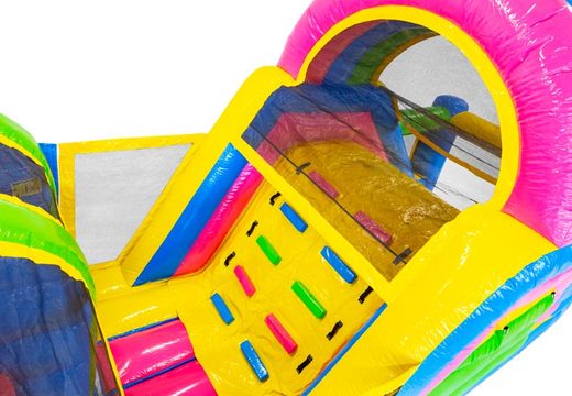 Acquista percorso ad ostacoli gonfiabile da 13 metri a colori felici per bambini. Ordina ora i percorsi ad ostacoli gonfiabili online su JB Gonfiabili Italia