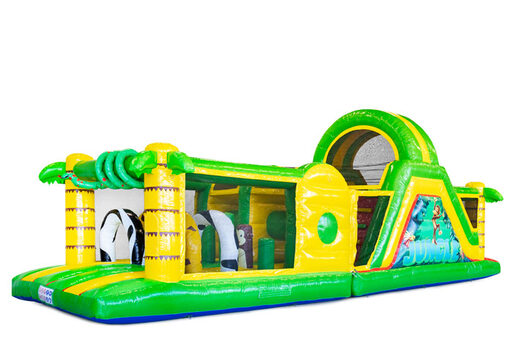 Acquista un castello gonfiabile di 13 metri a tema Giungla per bambini. Ordina ora i percorsi ad ostacoli gonfiabili online su JB Gonfiabili Italia