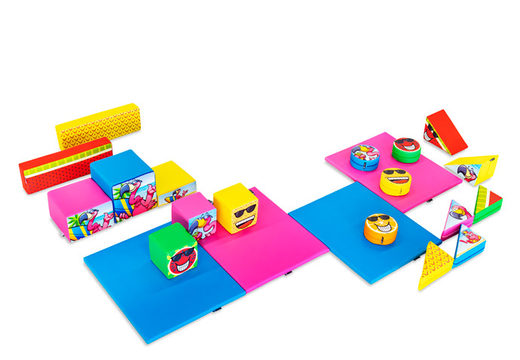 Set Softplay grande a tema Flamingo Hawaii con blocchi colorati per giocare