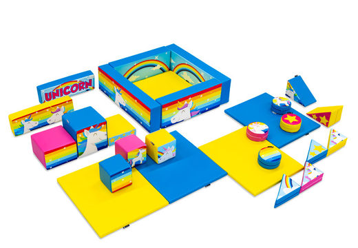 Set Softplay XL a tema unicorno con blocchi colorati per giocare