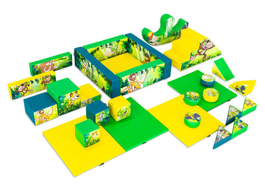 Set XXL di Softplay a tema Jungle Dino con blocchi colorati per giocare