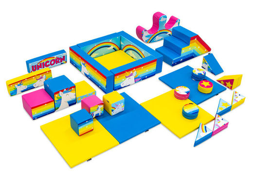 Set XXL di Softplay a tema unicorno con blocchi colorati per giocare