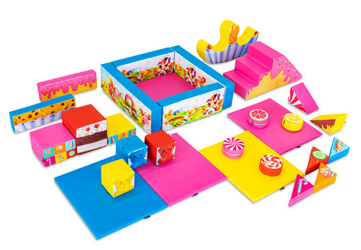 Set XXL di Softplay a tema caramelle con blocchi colorati per giocare
