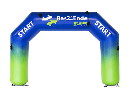 Gepersonaliseerde opblaasbare Bas van den Ende start & finishbogen laten maken bij JB Promotions Nederland. Bestel nu op maat gemaakte opblaasbare reclamebogen